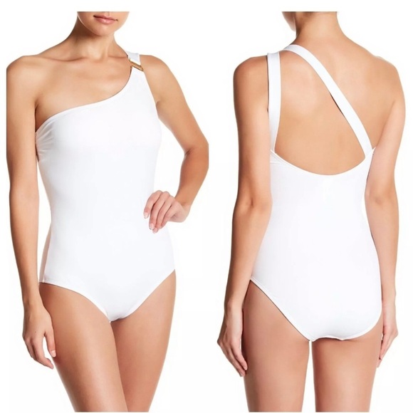 Tommy Bahama Other - NWT Tommy Bahama Pearl‎ One Shoulder U Ring One Piece Swimsuit White [SZ 10 ]